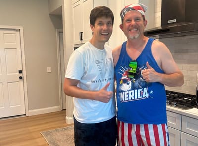 John Brandes and his brother celebrating the 4th of July